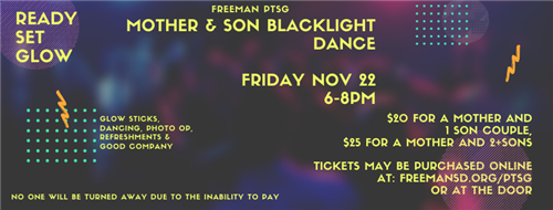 Mother & Son Blacklight Dance Friday Nov 22 6-8PM 